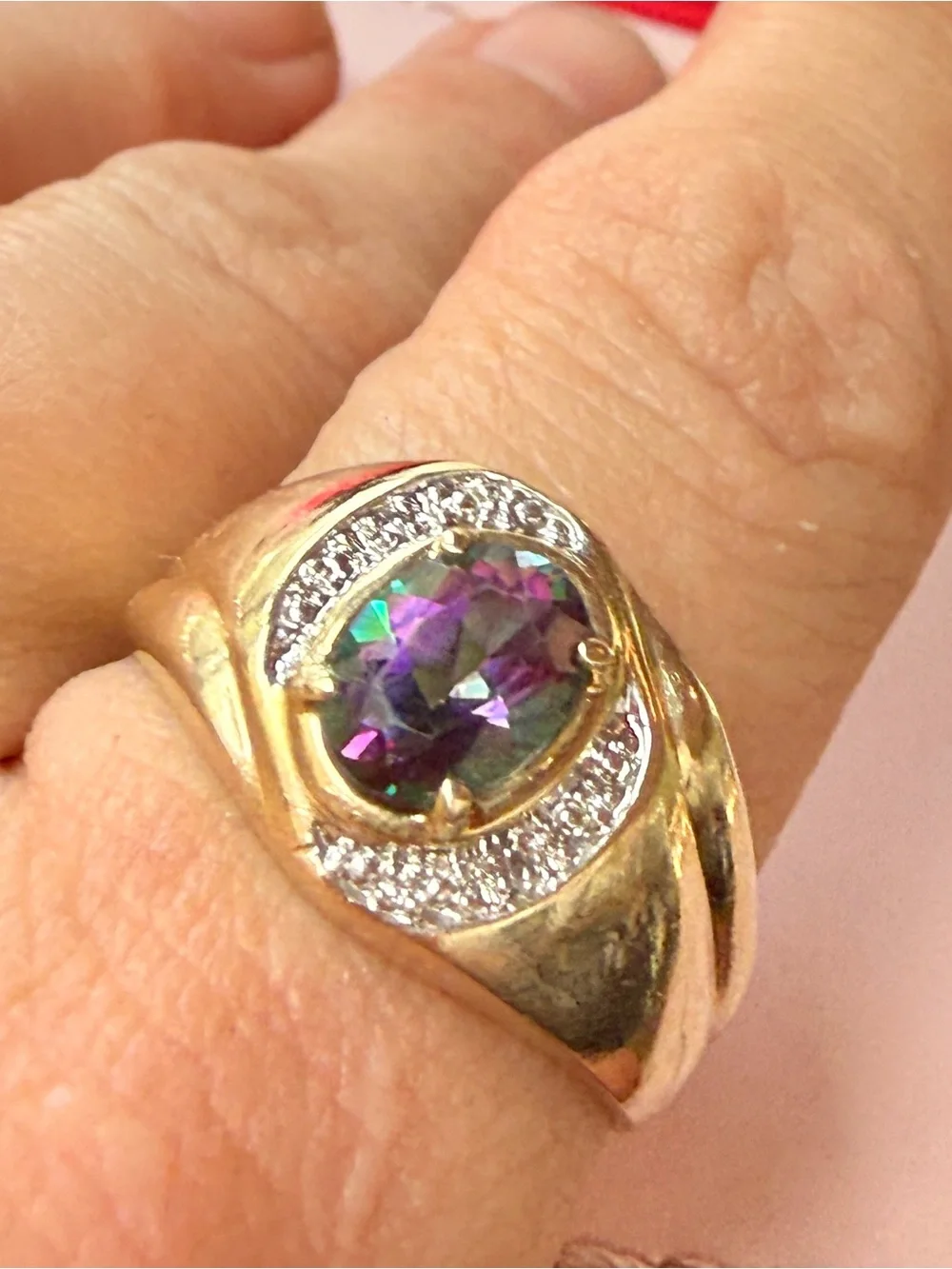 Vintage Mystic Topaz Fire Topaz in 10kt gold ring size 10